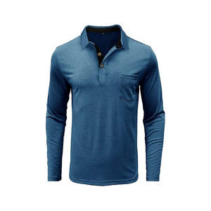 Chemise pour homme en coton 100% tricoté pour l'automne et l'hiver, manches longues, imprimé, anti-froissement, col rabattu, poche boutonnée, col en V, décontractée, sportive - Product Image 4