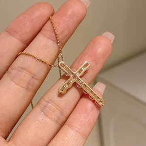 Elegante Colgante de Cruz con Diamante Cultivado en Laboratorio de 3 Quilates para Mujer, Claridad VS, Color EF, Chapado en Oro de 18K y Rodio, Certificado IGI, Fino - Product Image 2