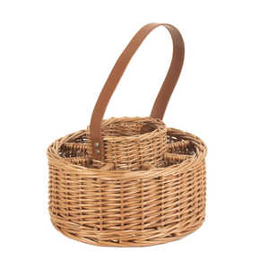 Red <b>Hamper</b> Round <b>Wicker</b> Whisky Carrier with 28x28x13cm Dimensions and 36cm Stand for Celebration Drinks - Product Image 4