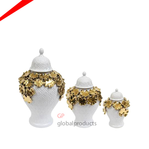 2024 Última compra Premium Hecho a mano Aluminio fundido Oro y metal blanco Tarros de jengibre Oro decorativo brillante - Product Image 1