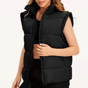 New Designs <b>Women</b> <b>Sleeveless</b> Solid Color Long Hooded Puffer Vest Puffer Waistcoat Cotton <b>Women</b> <b>Sleeveless</b> Bubble <b>Jacket</b> - Product Image 1