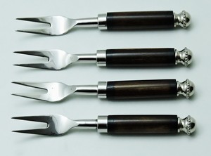 Ensemble de 4 fourchettes en acier inoxydable et poignée de vadrouille naturelle pour maison hôtel restaurant mariages vaisselle - Product Image 2