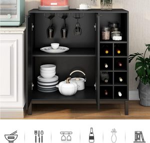 THLC - 0069 American Mid-Century Modern Wood Buffet Aparador Coffee Bar Gabinete con almacenamiento - Product Image 6