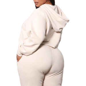 Sweat-shirt à capuche à manches longues pour femmes, Top court vert sauge - Product Image 6