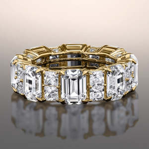 แหวนเพชรทรงเหลี่ยมสังเคราะห์ 14K ทองคำ สำหรับผู้หญิง สไตล์คลาสสิกแบบ Eternity เหมาะสำหรับเป็นแหวนแต่งงานหรือแหวนหมั้น ให้ความรู้สึกสดใส - Product Image 5
