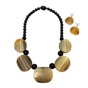 Collar de cuerno de Búfalo en forma de trapecio de estilo moderno hecho a mano conjunto de regalo personal joyería - Product Image 6