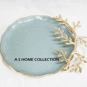 Plateau de service de luxe en métal en aluminium de conception turque avec la couleur d'émail pour le service de chocolats et de dessert - Product Image 1