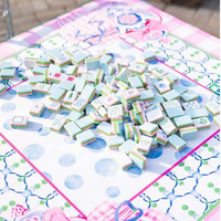 Jeu de tuiles de mahjong américain de luxe, 160 tuiles, en acrylique gravé de qualité supérieure à quatre couches, rose, vert, bleu, style chinoiserie