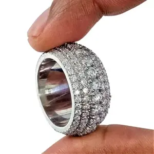 Anillo de compromiso de diamante moissanita de corte redondo de plata 925 regalo de fiesta de aniversario de boda - Product Image 5