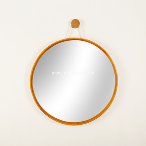 Dekor Asia NRM01 Modern Natural Round Wood <b>Frame</b> Glass Wall Mirror for Home Decoration - Product Image 1