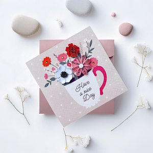 การ์ดอวยพรกระดาษงานฝีมือเวียดนามสำหรับ Gift-GFV008พร้อมลายดอกไม้ม้วนดีไซน์พิมพ์ดิจิตอลสำหรับงานฝีมือ - Product Image 3