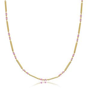 Collier chaîne en émail rose 925 bijoux en argent Sterling femmes à la mode turc fait à la main en gros bijoux fins - Product Image 1