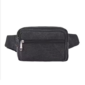 เข็มขัดคาดเอวผ้าฝ้ายสำหรับผู้ชายกระเป๋าคาดเอวแบบพกพาพับได้พร้อมซิปปิดผ้าใบสำหรับใช้งานกลางแจ้งออกแบบลายดอกไม้ได้ตามต้องการ - Product Image 3