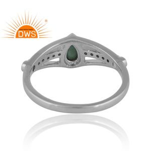 แหวนพลอยสีเงินอาริโซน่าสีเทอร์ควอยซ์และสีขาวประดับบุษราคัมเครื่องประดับดีไซน์ตามสั่งสำหรับผู้หญิงของขวัญสำหรับผู้หญิง - Product Image 2