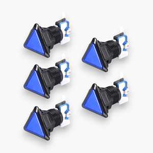 Lot de 5 boutons poussoirs triangulaires d'arcade avec éclairage LED et micro-interrupteur à actionnement momentané, 12V CC, en plastique et métal - Product Image 5