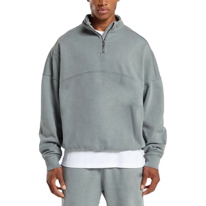 Vente en gros 100% sweats délavés à l'acide sweats à capuche personnalisés sweat-shirt à demi-fermeture éclair unisexe sweats à capuche en molleton de coton lourd 2025 - Product Image 3