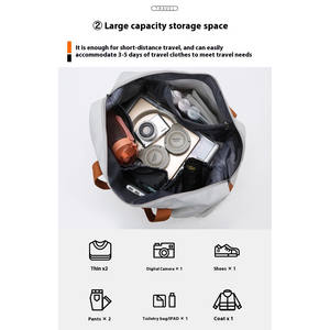 Sac de sport portable grande capacité, bagage de voyage courte distance, en toile de coton décontractée avec fermeture éclair, impression personnalisée en polyester - Product Image 6