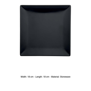 Assiette à dessert carrée Boston Black Opaco en grès 18 x 18 cm, fournitures de restaurant, vaisselle de traiteur, vente en gros - Product Image 3