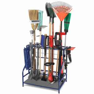 Heavy Duty Metal Storage <b>Rack</b> with Three Tier Wire <b>Shelves</b> and Side Basket for Garage Organization Standing Type - Product Image 1