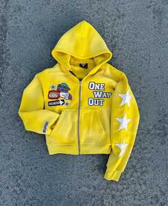 Qualité OEM 420 GSM Coton Fermeture Éclair Sweat à capuche épais Vintage Surdimensionné Streetwear Impression personnalisée Lavage à l'acide pour Zip up Sweat à capuche pour hommes - Product Image 5