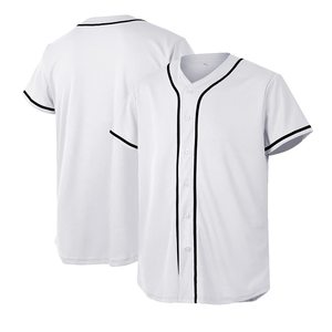 Vente en gros de chemises de baseball brodées personnalisées Maillot de baseball blanc américain - Product Image 1