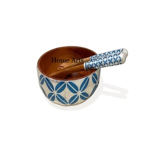 Tazón de madera con diseño impreso para servir alimentos, forma redonda, tamaño personalizado, tazón para servir postres, accesorios de cocina - Product Image 1
