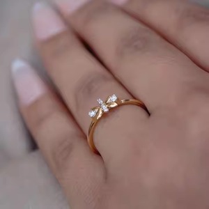 18K Solid <b>Gold</b> Designer <b>Ring</b> Diamond Jewelry For Gift Six Lab Grown Diamond <b>Dainty</b> <b>Gold</b> <b>Ring</b> Promise <b>Ring</b> For Girlfriend - Product Image 3
