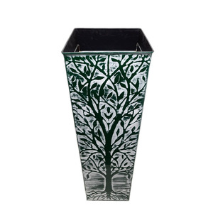 Florero redondo de hierro galvanizado de estilo moderno, Color gris con pegatina, flores artificiales hechas a mano para decoraciones de boda en casa - Product Image 5