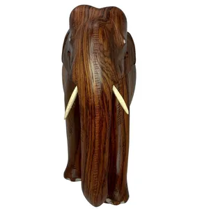 Handmade Wooden <b>Elephant</b> Statue, Hand Carved Wooden <b>Elephant</b> Sculpture, Wood <b>Elephant</b> Carving - Product Image 4