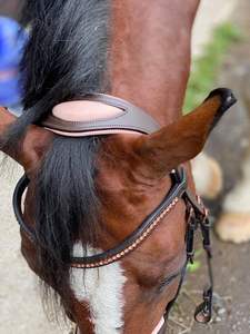 Bride Anatomique Or Rose Diamante Et Boucles Noir-Marron CHEVAL BRIDLE DELUXE ANATOMIQUE EN CUIR ÉLEVÉ - Product Image 2