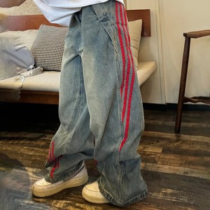 Denim de gran tamaño Nuevos Pantalones vaqueros de pierna recta casuales de moda para mujer con cordón de mezclilla lavada, versátil - Product Image 6