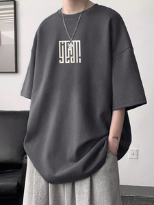 Logo personnalisé T-shirt de fitness pour hommes coupe ample col rond vierge à manches courtes équipage 100% coton style décontracté populaire - Product Image 3