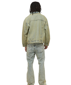 Veste en jean vintage bleue design personnalisé pour hommes vêtements robustes boutonnés classiques manches longues 100% coton Service OEM disponible - Product Image 4