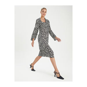 Robe de carrière VISKON YAKA DETAYLI MIDI BASKILI UNLINED NO POCKET sans ceinture - Product Image 1