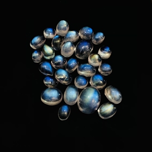 Cabujones de piedra lunar arcoíris de Fuego Azul Natural, collar de cristal semiprecioso pulido a mano, fabricación de cabinas de joyería al por mayor a granel - Product Image 2