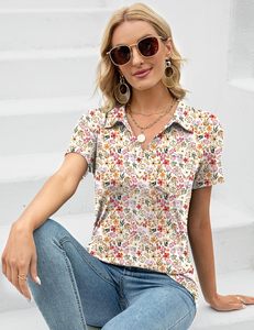 Blouses tuniques décontractées amples pour femmes col en V pour polos poche manches courtes hauts à col respirant comprimé maillot solide - Product Image 1