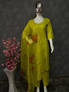 Ensemble costume Anarkali en soie vintage pour femmes brodé Dupatta imprimé à la main Modal Salwar pour les fêtes de mariage - Product Image 4