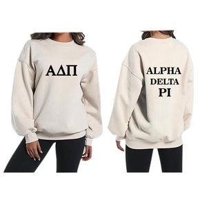 Pull imprimé surdimensionné pour femmes personnalisé Vintage épaule tombante manches longues décontracté sororité fraternité hiver écologique - Product Image 2