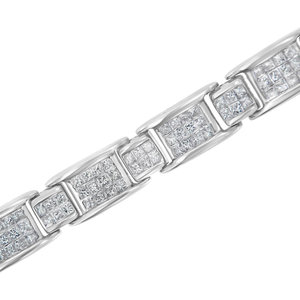 14K <b>White</b> Gold 5.0 Ctt Princess-Cut Diamond Tennis <b>Bracelet</b> Fashion 7-Strand - Product Image 1