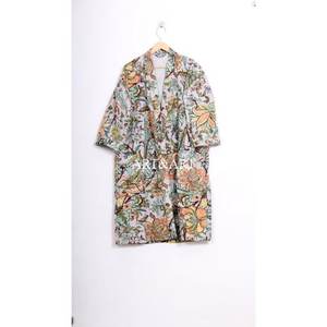 Women's Unique Eco-Friendly Quilted Indian Handmade Kantha Kimono Robe Summer Breathable 100% Cotton Gift - Product Image 1