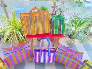 Indian Recycled Nylon Striped Woven <b>Bags</b> Manufactured in India Eco-friendly Multicolor Market <b>Bags</b> and Pouches Made in India. - Product Image 2