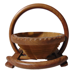 Stylish and Eco-Friendly Modern Foldable Fruit <b>Basket</b> Handmade Teak <b>Wood</b> Goods Folk Art Style - Product Image 2