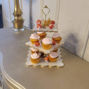 Handmade 3-Tier Resin Cake Stand Cupcake & Dessert Holder Luxury Resin <b>Crafts</b> for Home & Events by Tradebit - Product Image 4