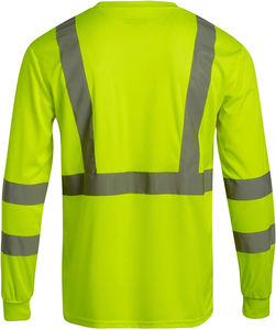 Camiseta de Seguridad Reflectante de Alta Visibilidad Personalizada, Mangas Largas, para Hombre, Trabajo de Construcción, con Bolsillo y Logotipo, ANSI CLASE 1, Impermeable - Product Image 2