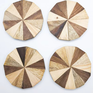 จานรองแก้วไม้อะคาเซียขัดเงาพร้อมผิวหินอ่อนทำจากเรซิ่นกล่องงานฝีมือทำด้วยมือและป้ายติดผนัง - Product Image 1