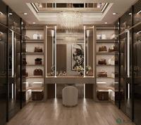 Système de dressing moderne en bois massif réglable pour chambre à coucher, 7 étagères, 5+ tiroirs, portes coulissantes, fixation murale, appartement