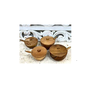 Cuenco de sal y suger de madera tallado a mano para decoración, artesanía de madera natural con fábrica y tamaño personalizado, gran oferta - Product Image 1