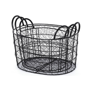 Cesta de hierro forjado, cesta de lavandería de alambre, cesta de cocina de metal, cesta hecha a mano - Product Image 5
