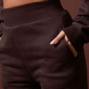 Conjunto de chándal de 2 piezas para mujer, color marrón chocolate, personalizado, de primera calidad, con capucha y pantalones de chándal, conjunto de chándal de 2 piezas para mujer - Product Image 5