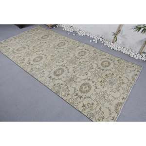 Classic Beige Traditional 4.2 X 8.7ft Vintage <b>Turkish</b> <b>Rug</b> New 10mm Wool Viscose Patchwork Rectangle Latex Backing Hallway Style - Product Image 4